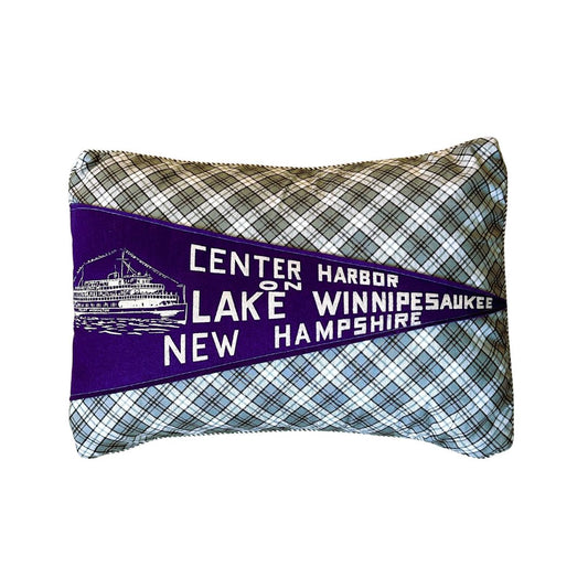 New Hampshire Lake Winnipesaukee Vintage Pennant on New Woven Throw Pillow