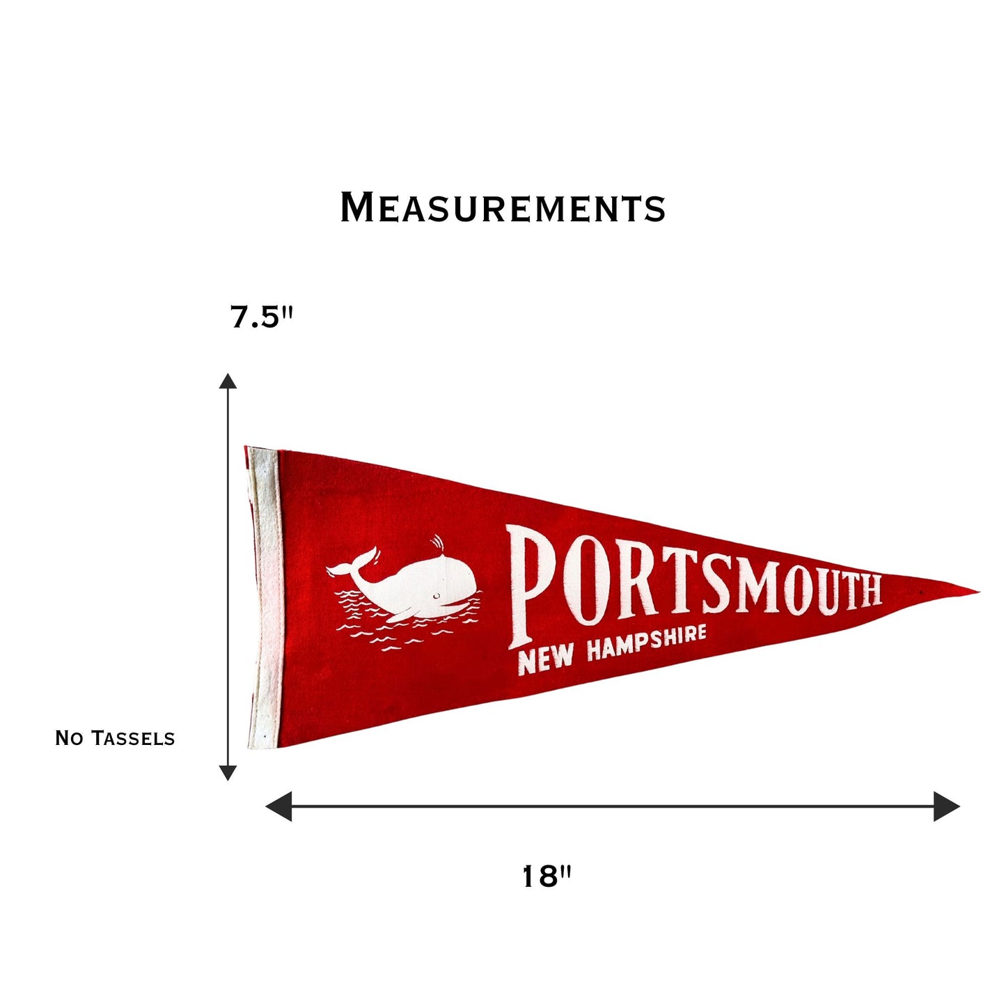 New Hampshire Portsmouth Whale Red Vintage Pennant