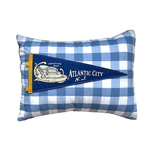 New Jersey Atlantic City Vintage Pennant on New Woven Throw Pillow