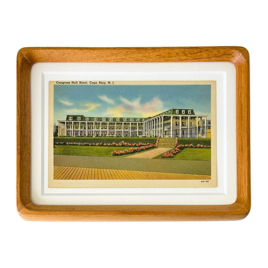 New Jersey Cape May Congress Hall Vintage Postcard Wood Framed