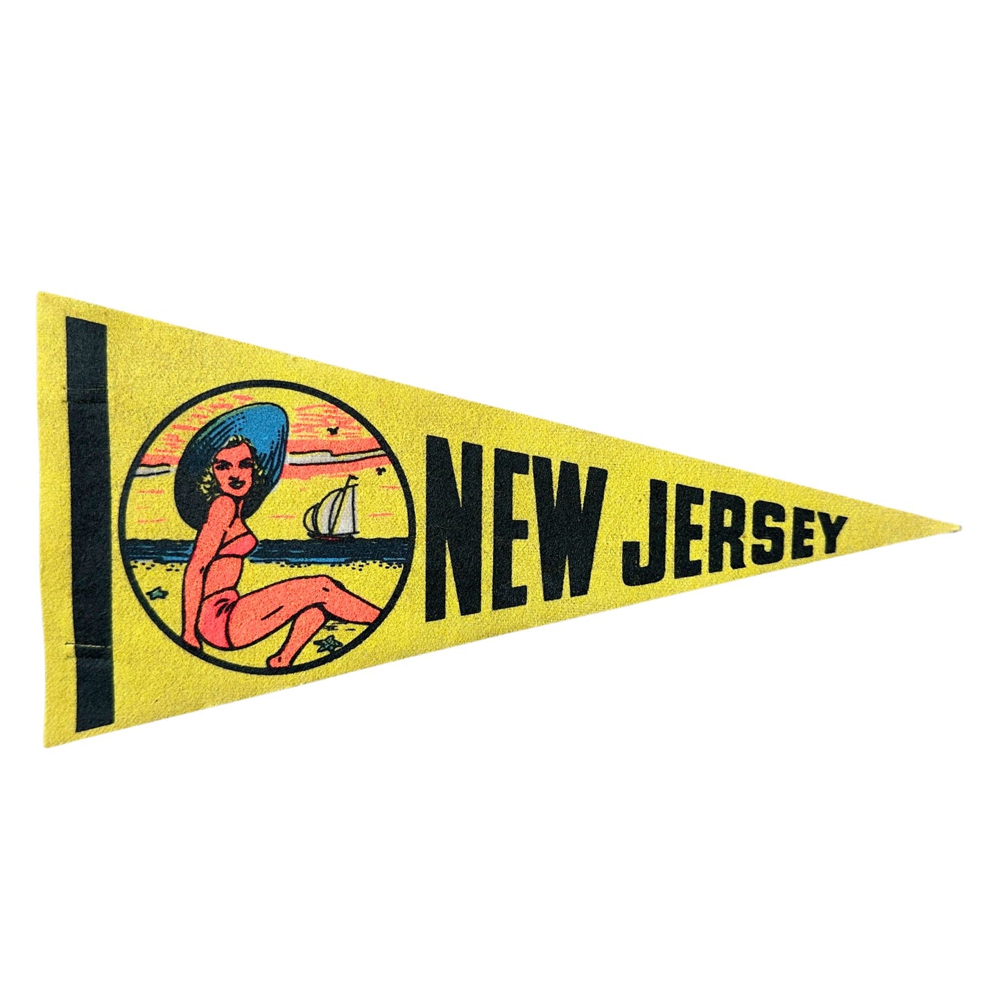 New Jersey Shore Small Yellow Vintage Pennant