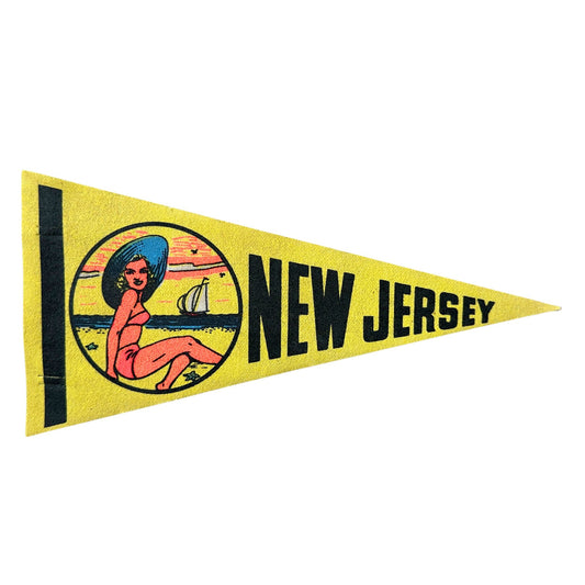 New Jersey Shore Small Yellow Vintage Pennant