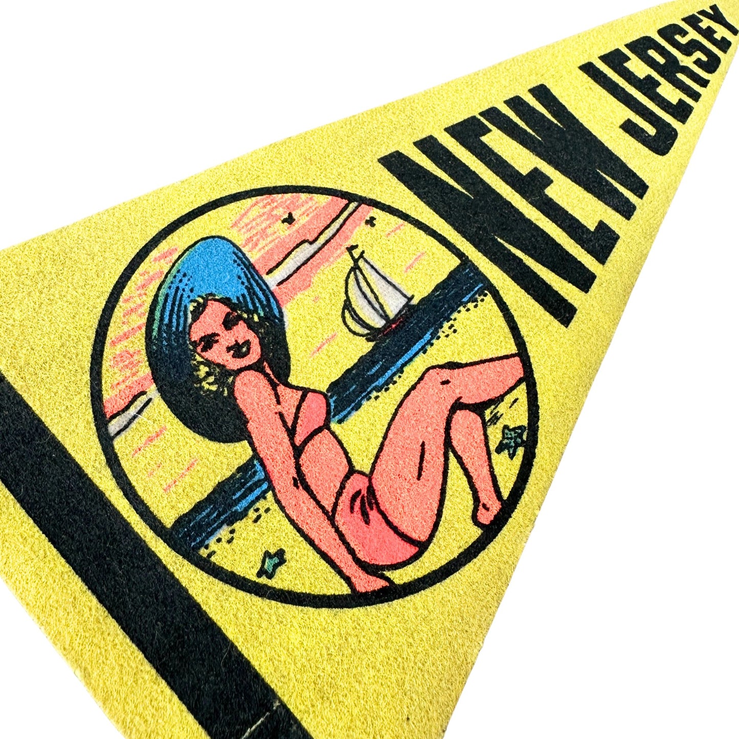 New Jersey Shore Small Yellow Vintage Pennant