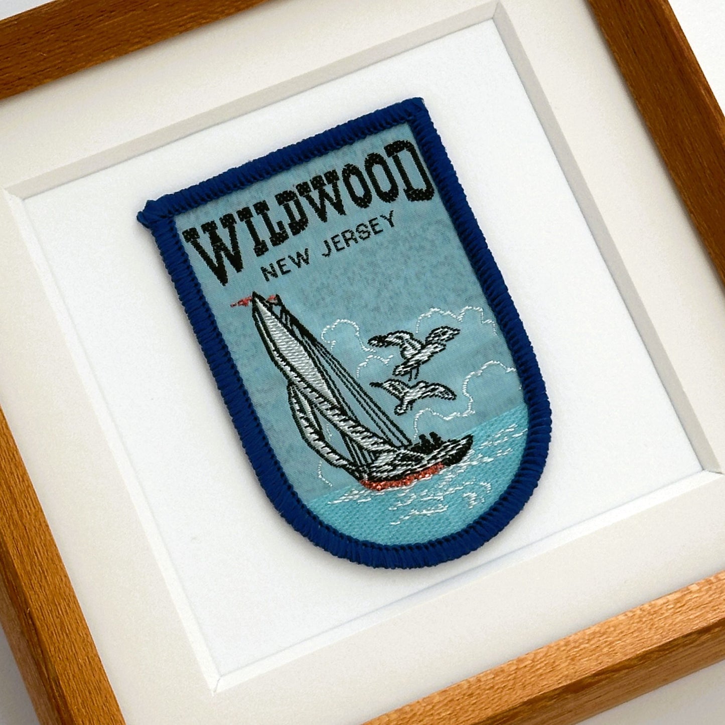 New Jersey Wildwood Sailboat Vintage Framed Travel Patch