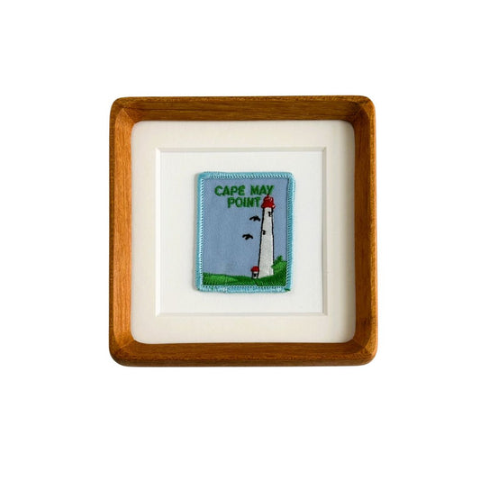 New Jersey Cape May Point Lighthouse Framed Vintage Travel Patch