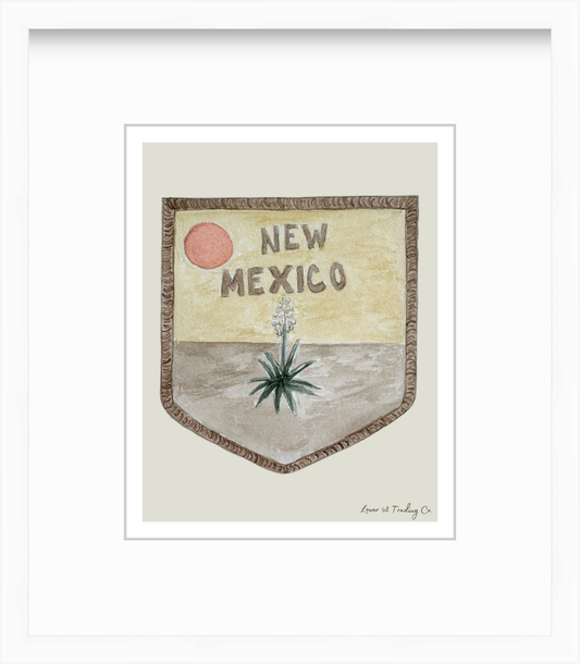 New Mexico Vintage Road Trip Patch in Watercolor by Nikki Degn Giclee Art Print