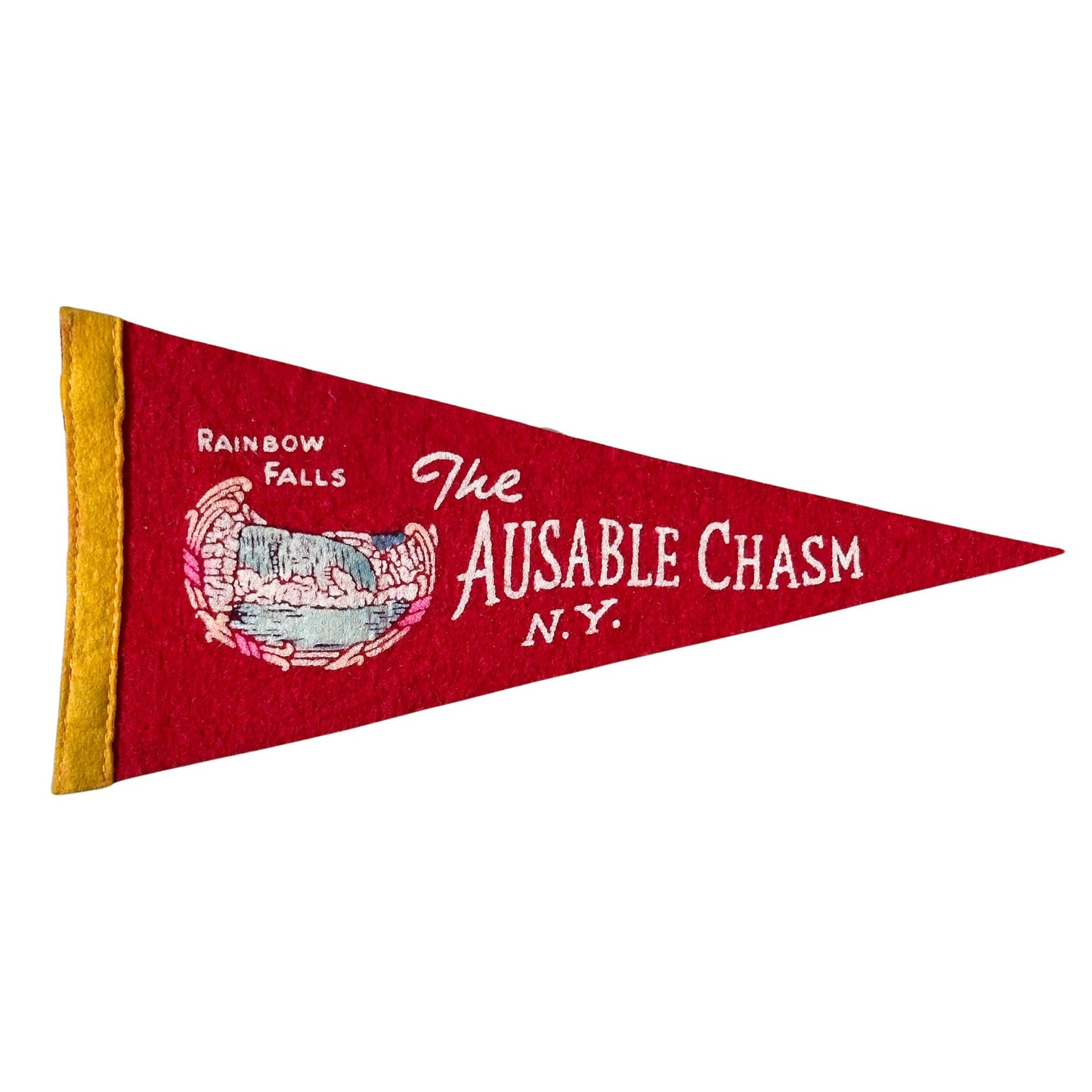 New York Adirondacks Ausable Chasm Rainbow Falls Small Vintage Pennant