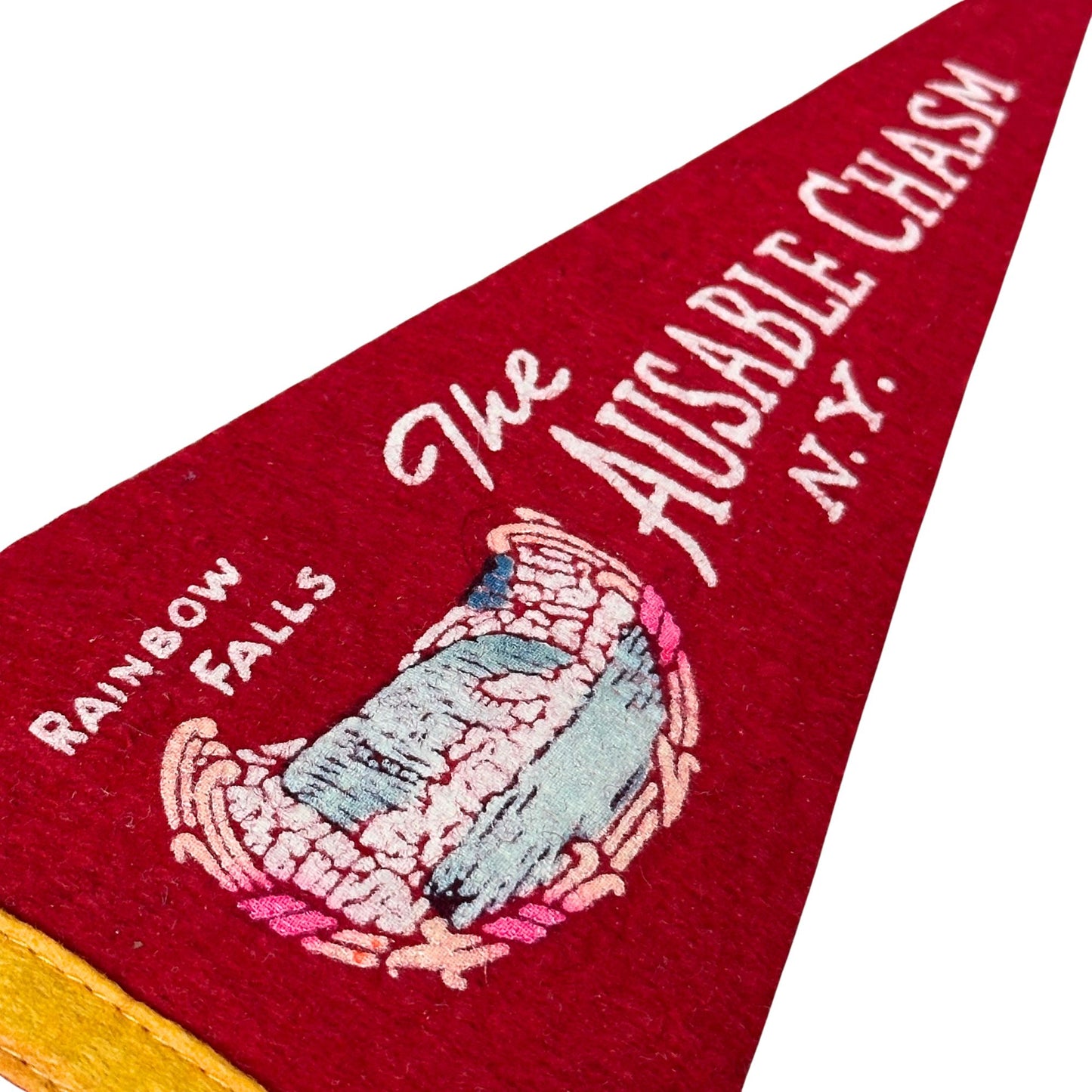 New York Adirondacks Ausable Chasm Rainbow Falls Small Vintage Pennant