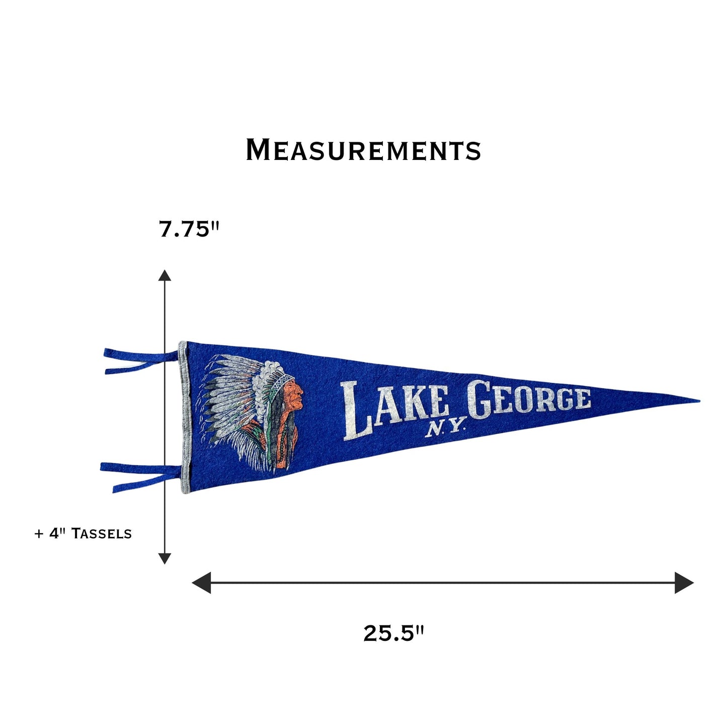 New York Lake George  Large Blue Vintage Pennant