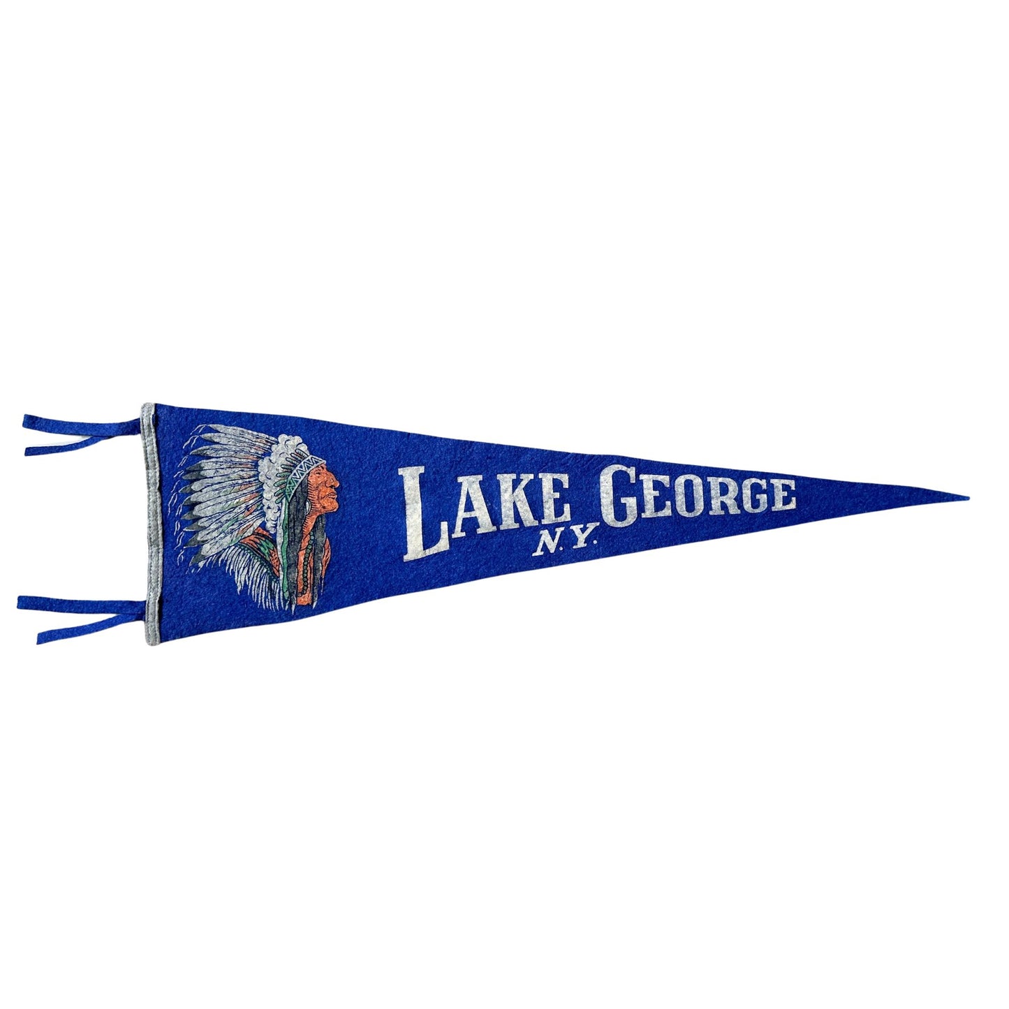 New York Lake George  Large Blue Vintage Pennant