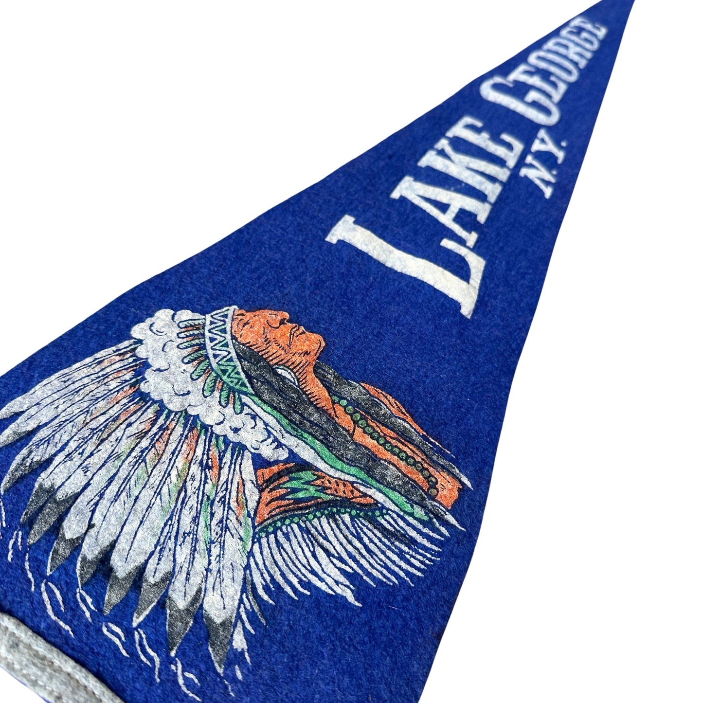 New York Lake George  Large Blue Vintage Pennant