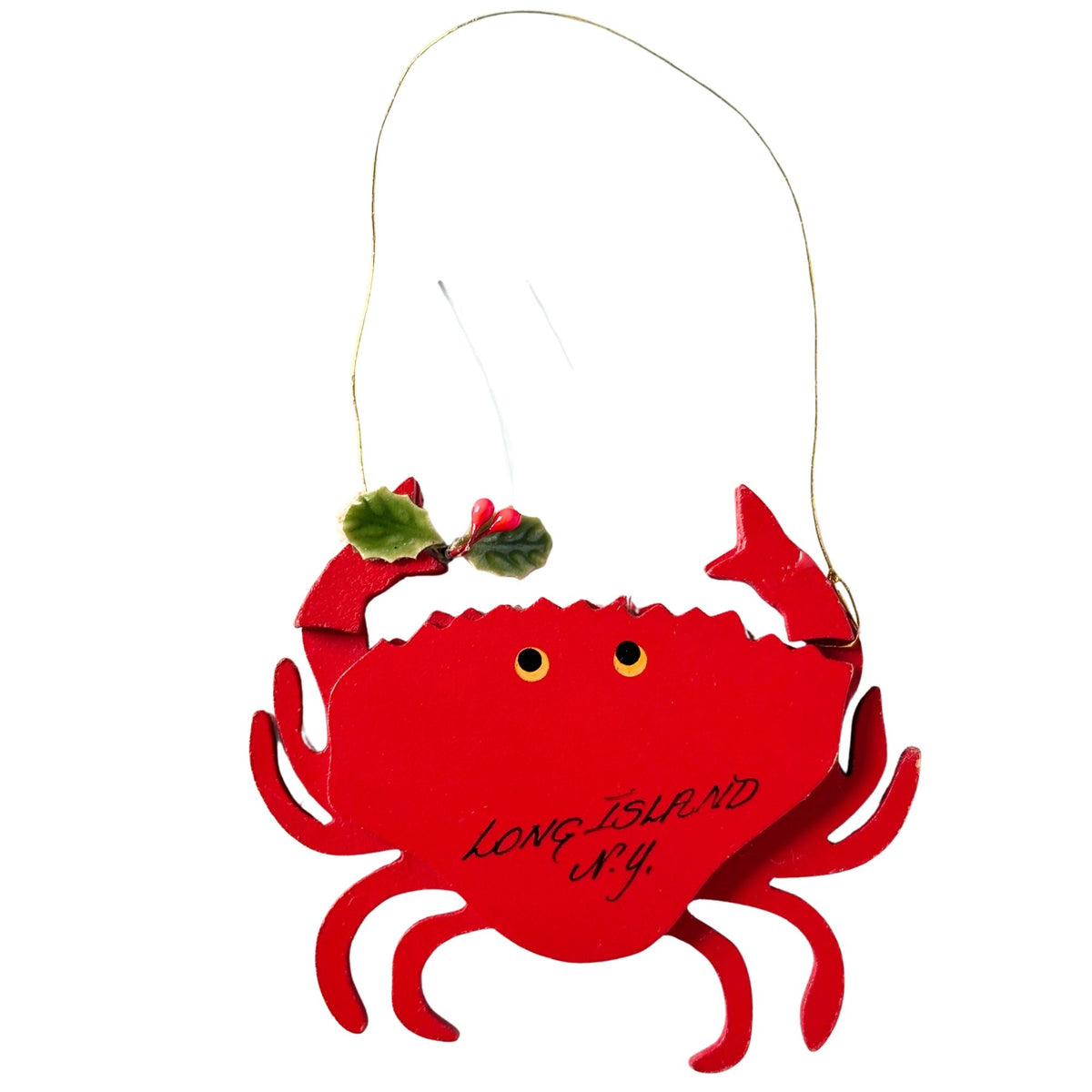 New York Long Island Vintage Wood Crab Ornament