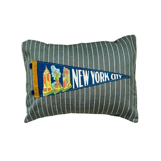 New York NYC Vintage Pennant on New Woven Throw Pillow