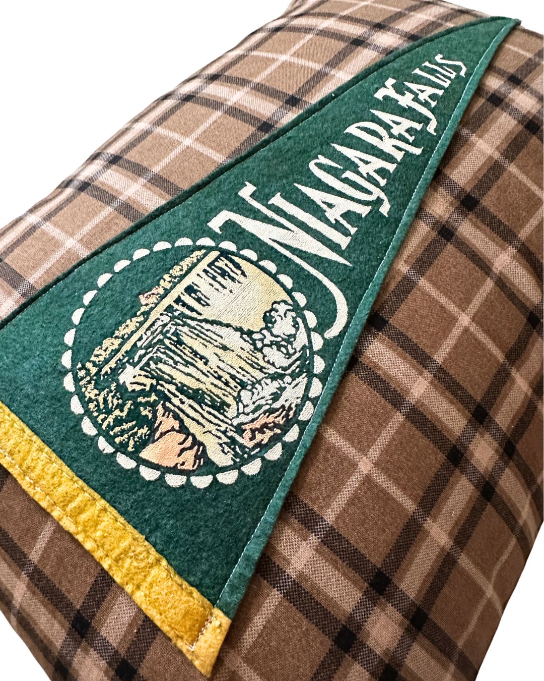 New York Niagra Falls Vintage Pennant on New Woven Throw Pillow