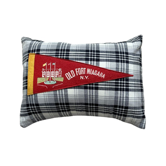 New York Niagra Old Fort Niagra Vintage Pennant on New Woven Throw Pillow