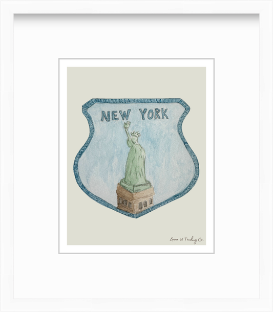New York Vintage Road Trip Patch in Watercolor by Nikki Degn Giclee Art Print