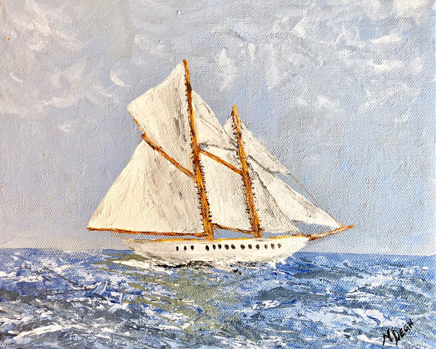 New England Topsail Schooner Painting by Nikki Degn Giclee Art Print