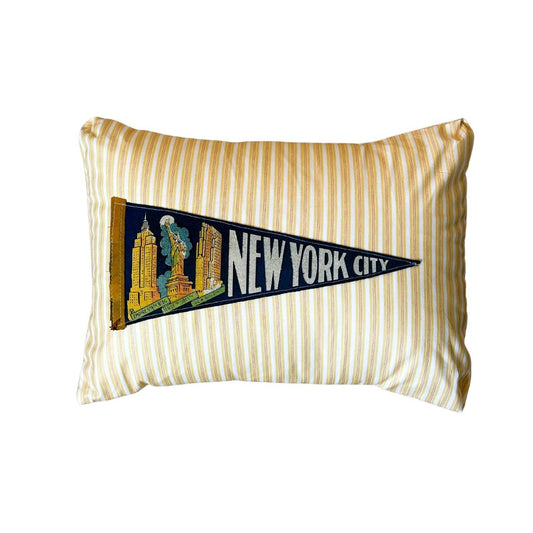 New York NYC Vintage Pennant on New Woven Throw Pillow