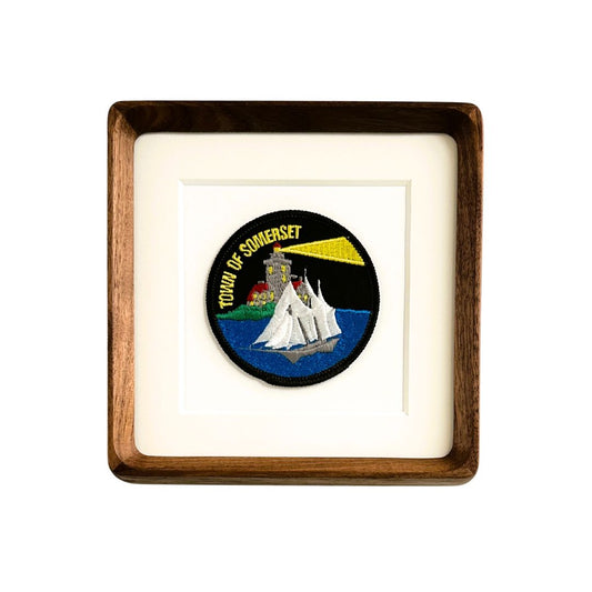 New York Town Somerset Thirty Mile Point Lighthouse Lake Ontario Framed Vintage Travel Patch