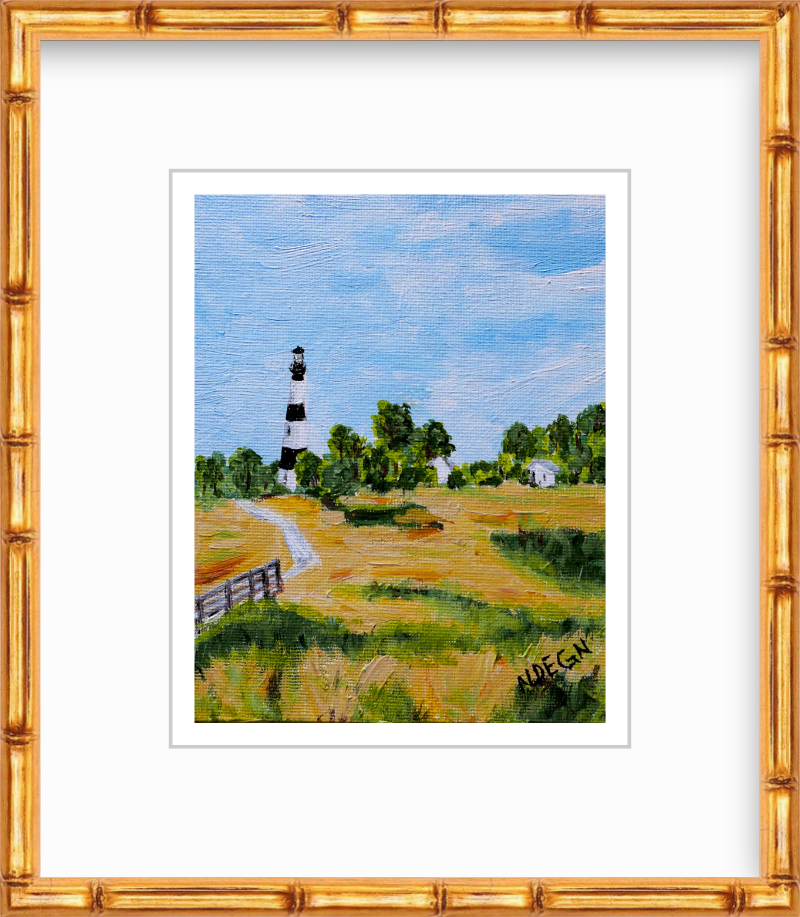 North Carolina Outer Banks Bodie Island Lighthouse Painting Giclee Art Print