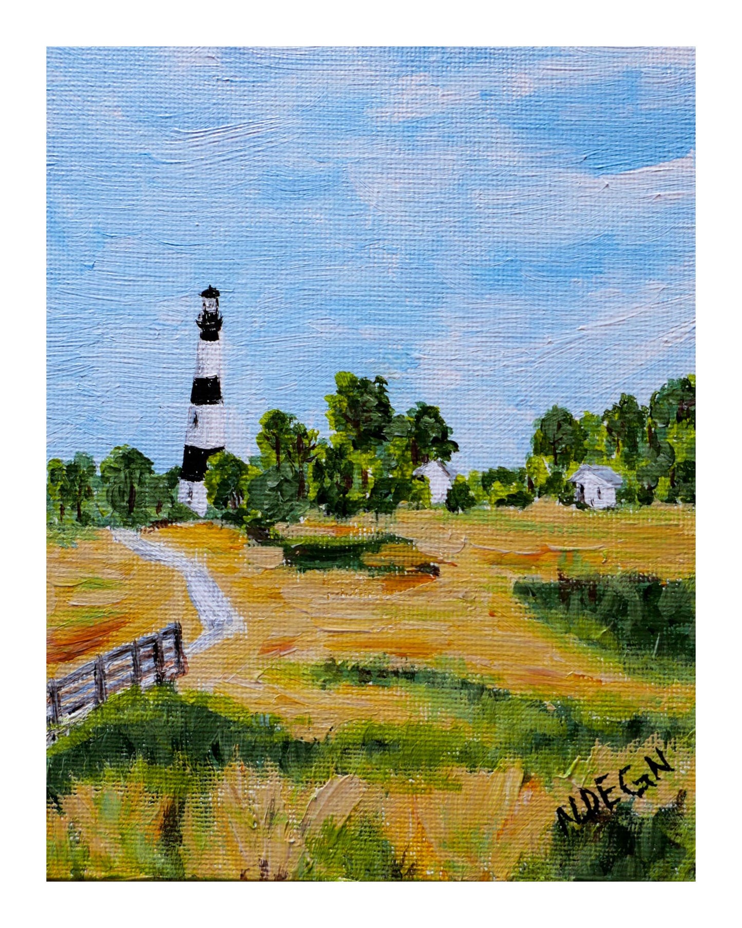 North Carolina Outer Banks Bodie Island Lighthouse Painting Giclee Art Print