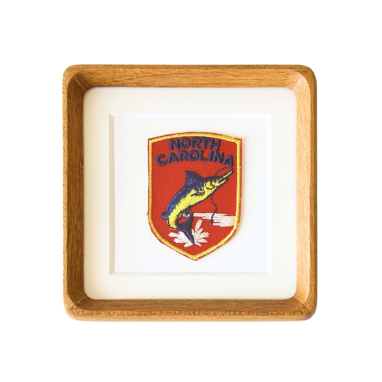 North Carolina Fishing Vintage Framed Travel Patch