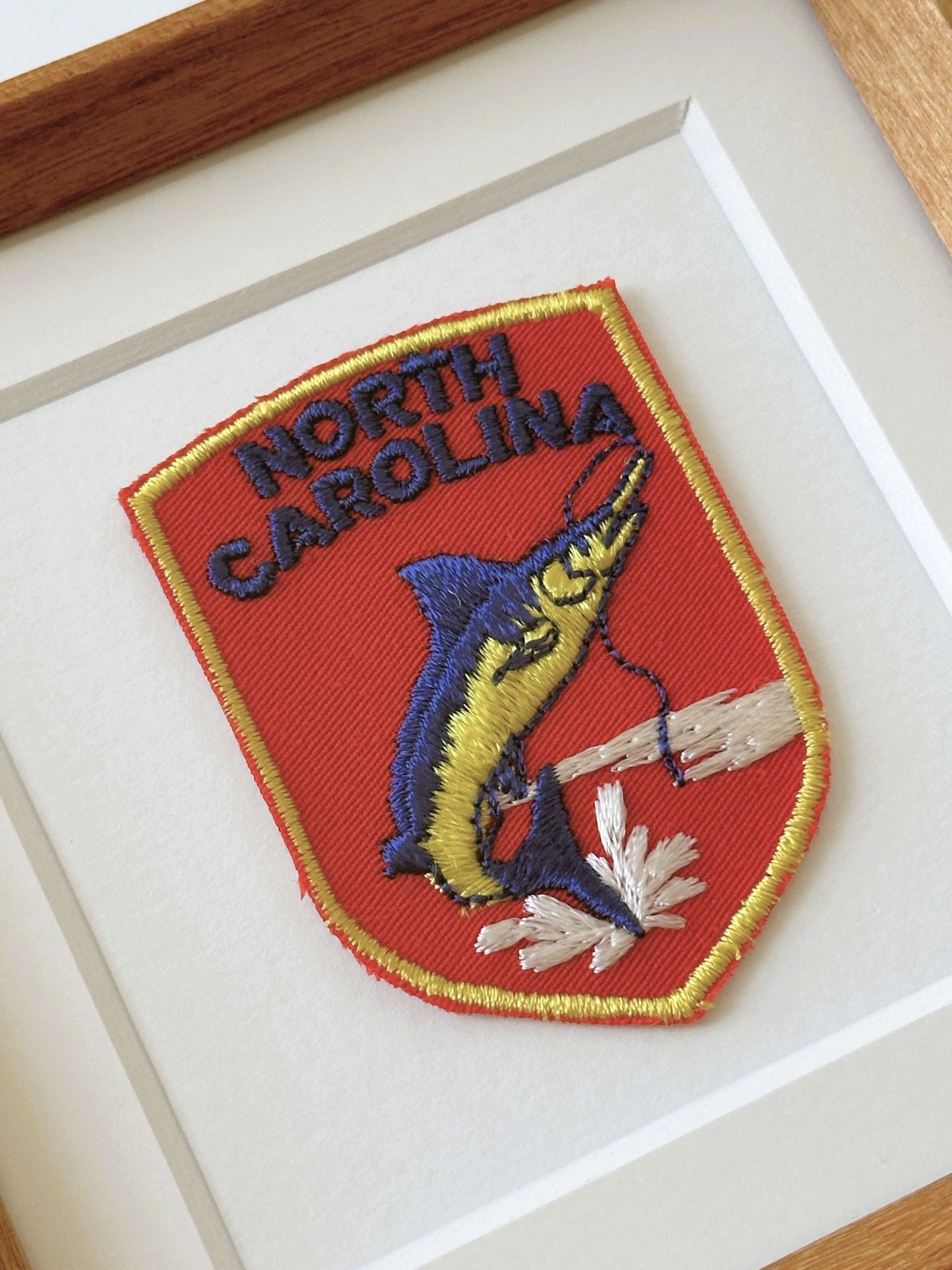 North Carolina Fishing Vintage Framed Travel Patch