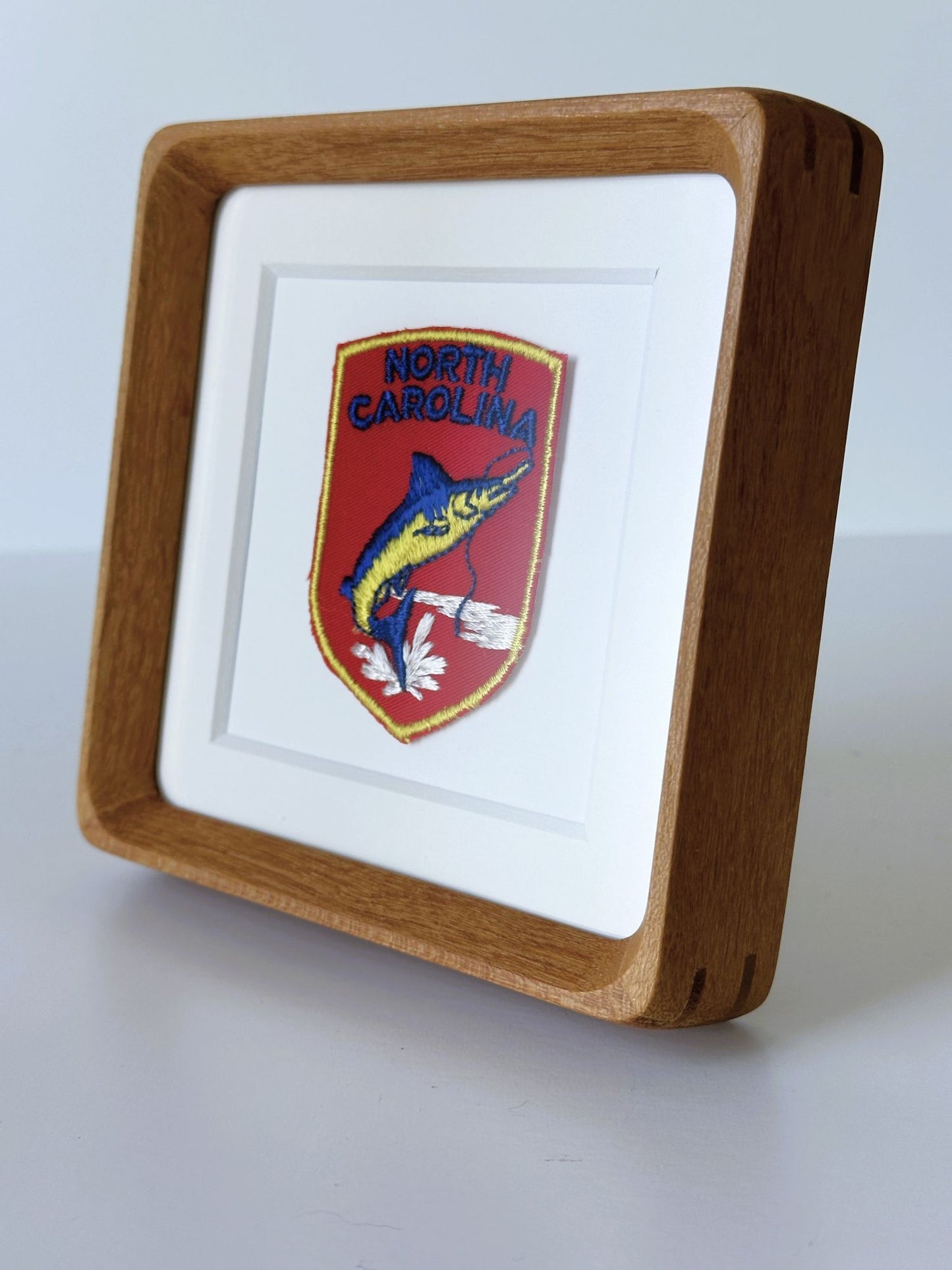 North Carolina Fishing Vintage Framed Travel Patch