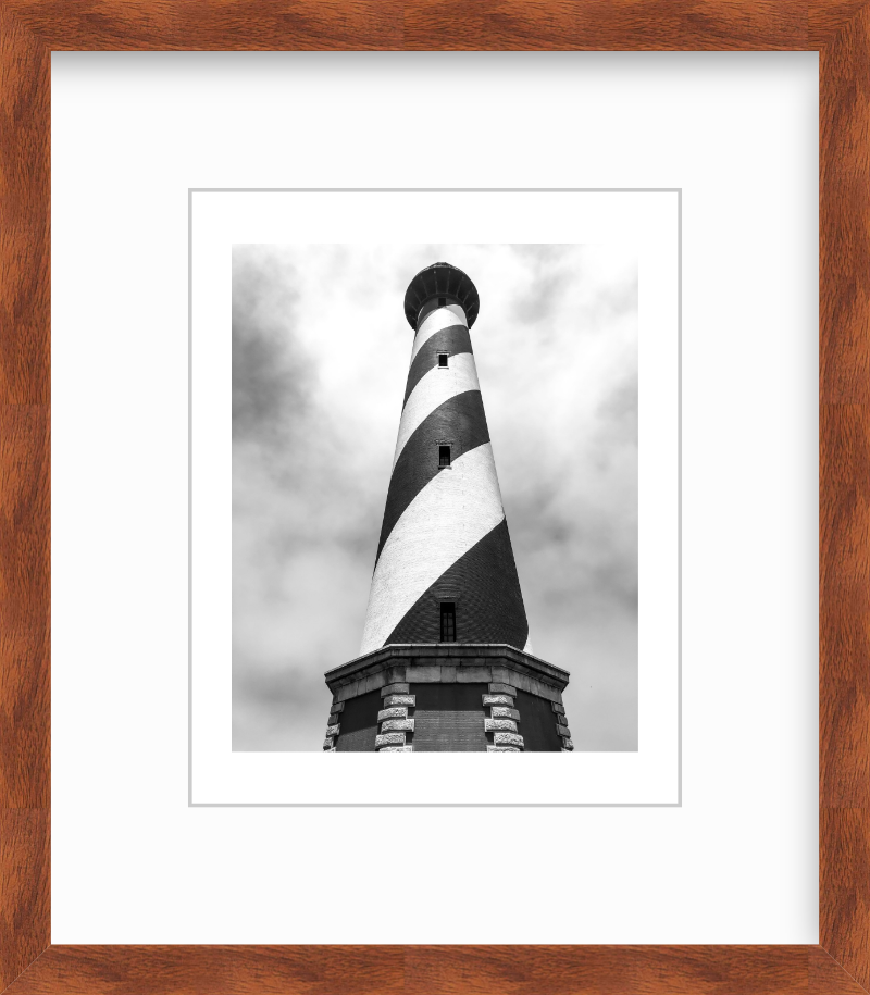 North Carolina Outer Banks Cape Hatteras Lighthouse Black and White Giclee Travel Print