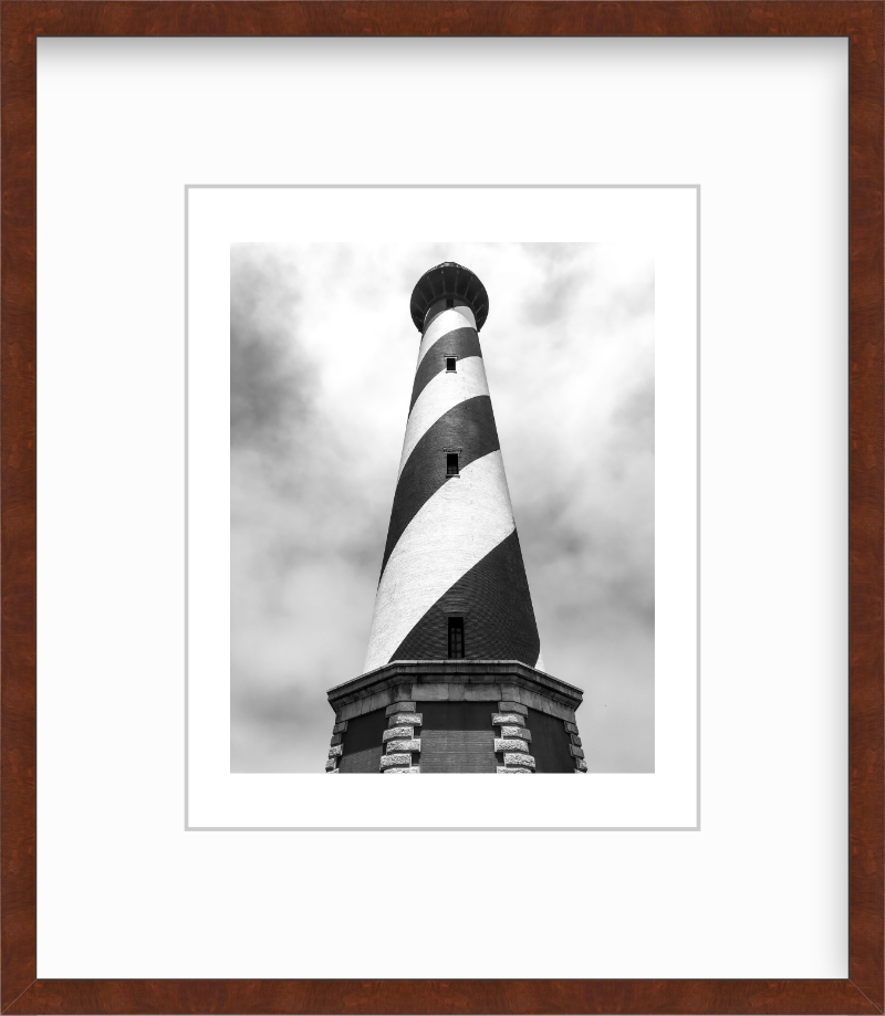 North Carolina Outer Banks Cape Hatteras Lighthouse Black and White Giclee Travel Print
