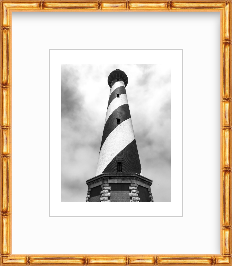 North Carolina Outer Banks Cape Hatteras Lighthouse Black and White Giclee Travel Print