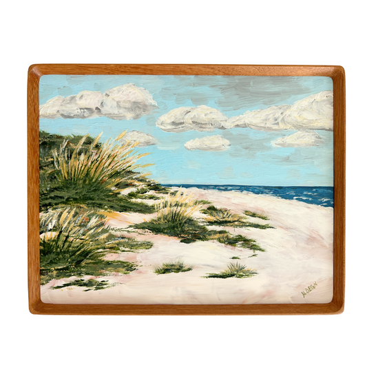 North Carolina Outer Banks Beach Dunes Original Painting on Panel Solid Wood Framed 11x14 inches