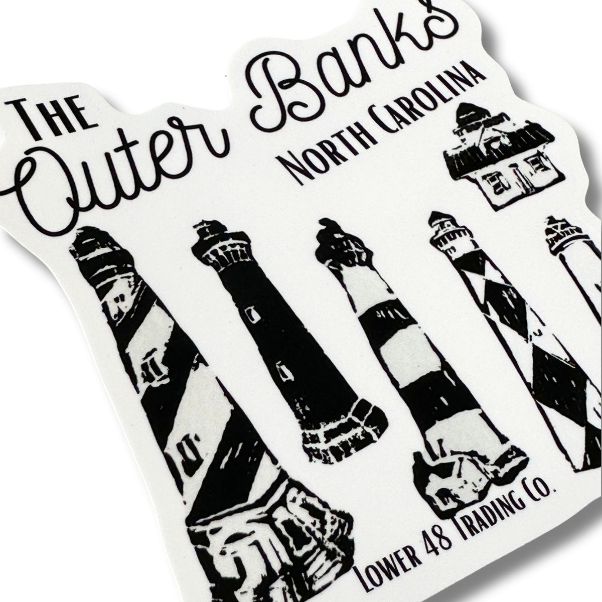 North Carolina Outer Banks Lighthouses Block Print Weatherproof Large Sticker