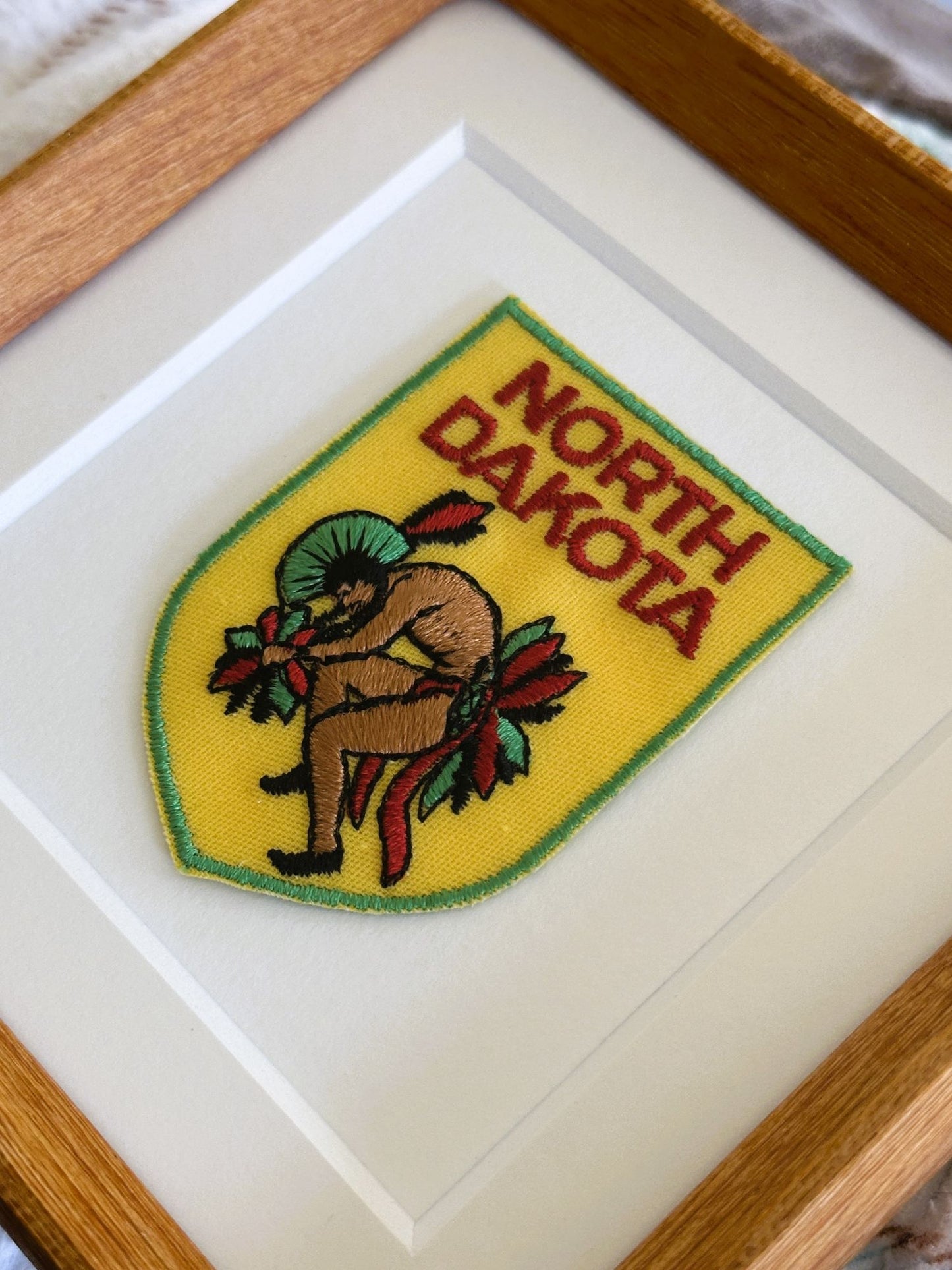 North Dakota Native American Vintage Framed Travel Patch