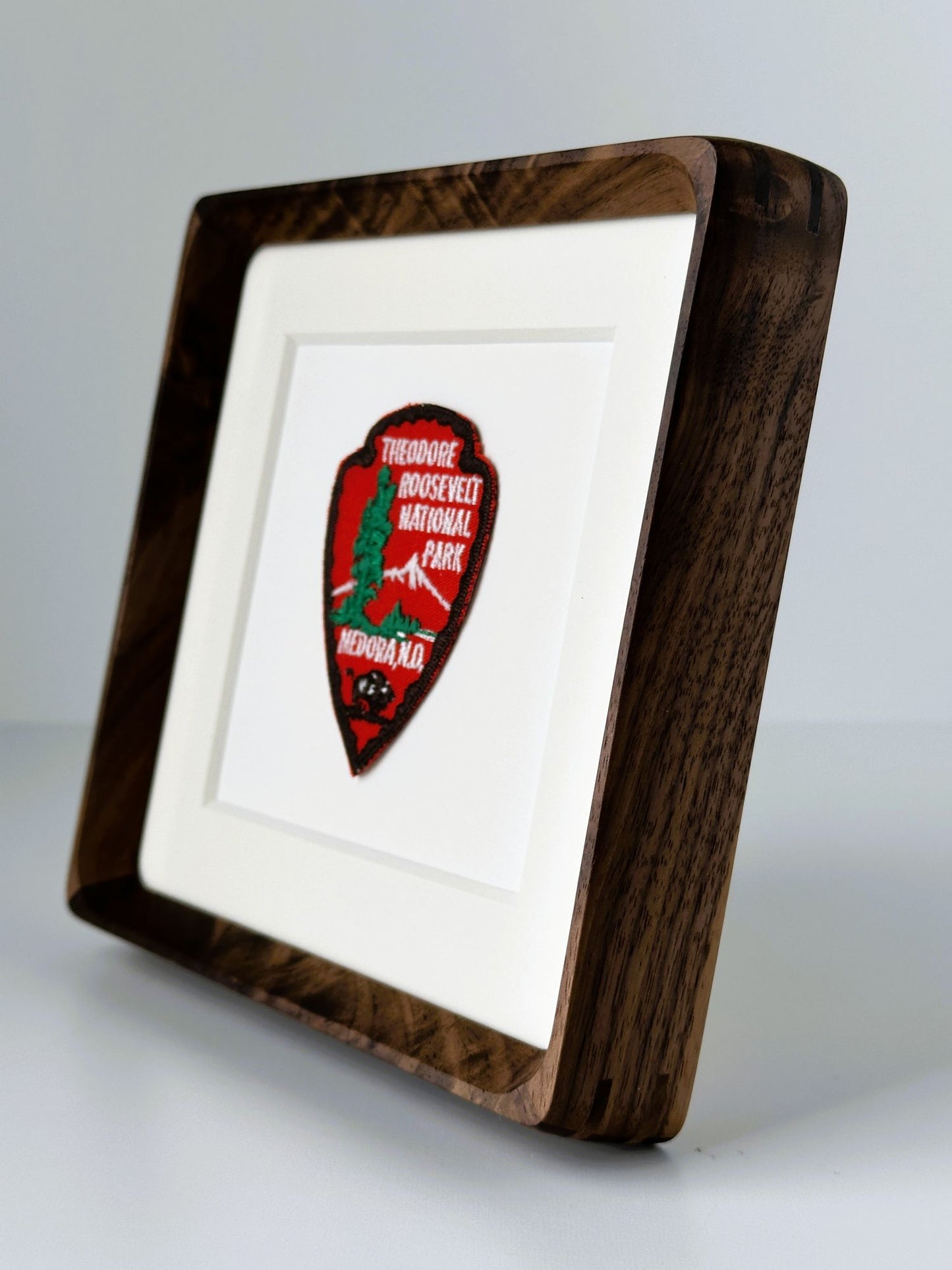 North Dakota Theodore Roosevelt National Park Vintage Patch Solid Wood Framed