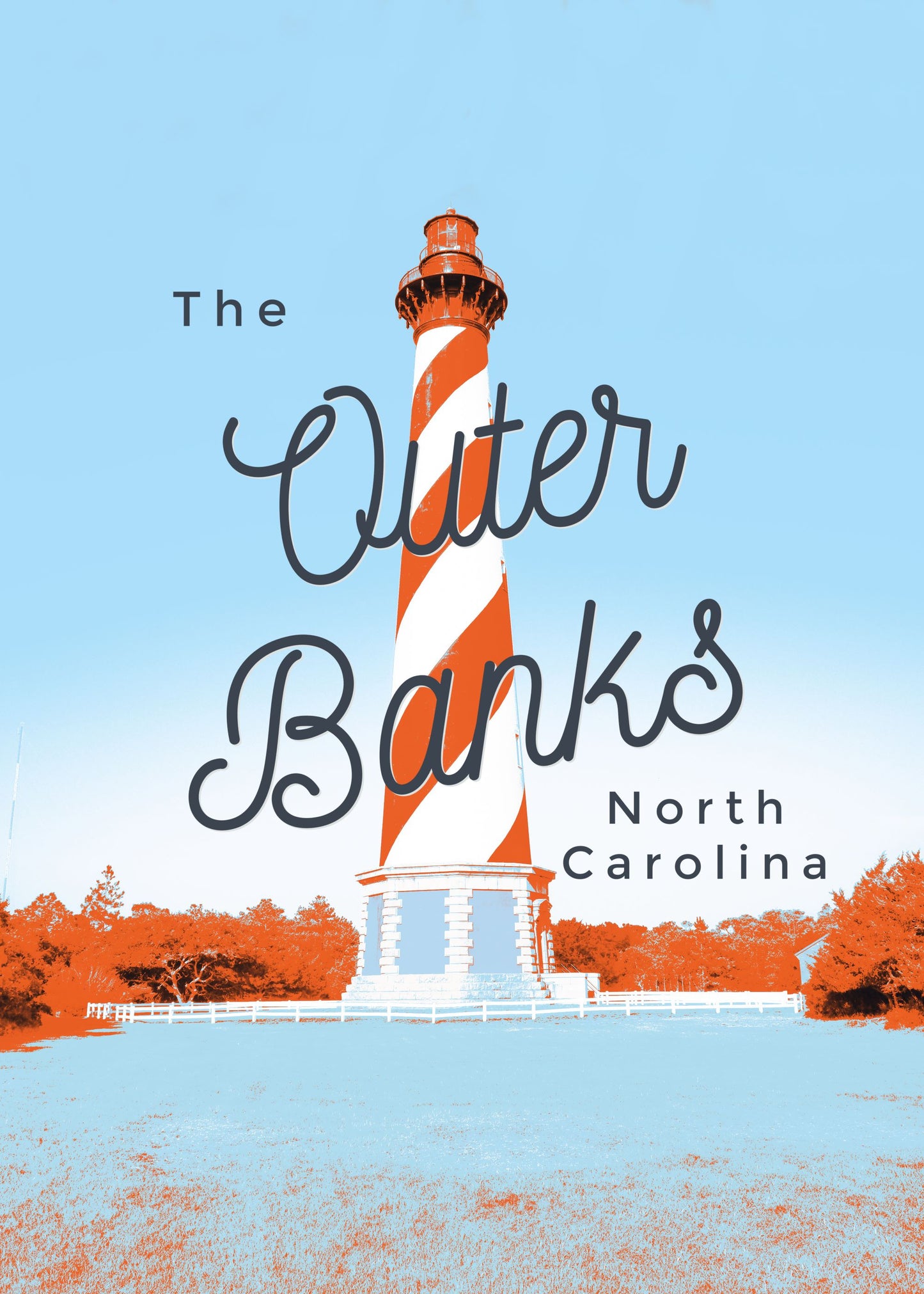 North Carolina Outer Banks Cape Hatteras Lighthouse Colorized Giclee Travel Print