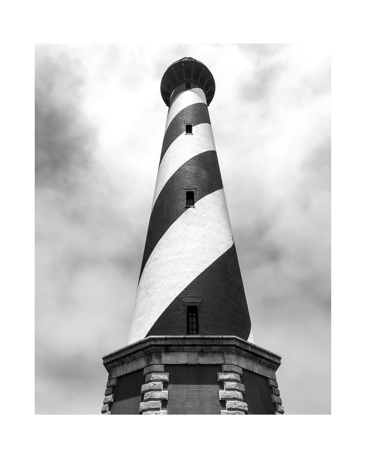North Carolina Outer Banks Cape Hatteras Lighthouse Black and White Giclee Travel Print