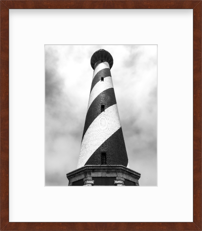 North Carolina Outer Banks Cape Hatteras Lighthouse Black and White Giclee Travel Print