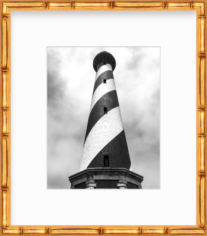 North Carolina Outer Banks Cape Hatteras Lighthouse Black and White Giclee Travel Print