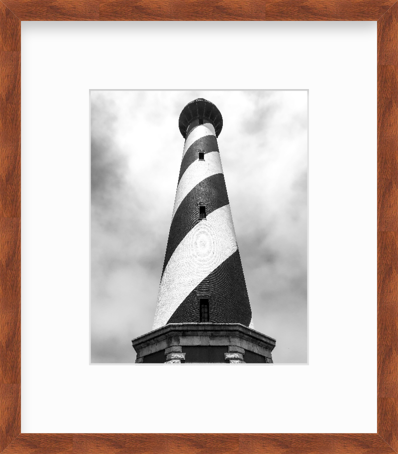 North Carolina Outer Banks Cape Hatteras Lighthouse Black and White Giclee Travel Print