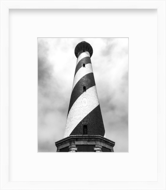 North Carolina Outer Banks Cape Hatteras Lighthouse Black and White Giclee Travel Print