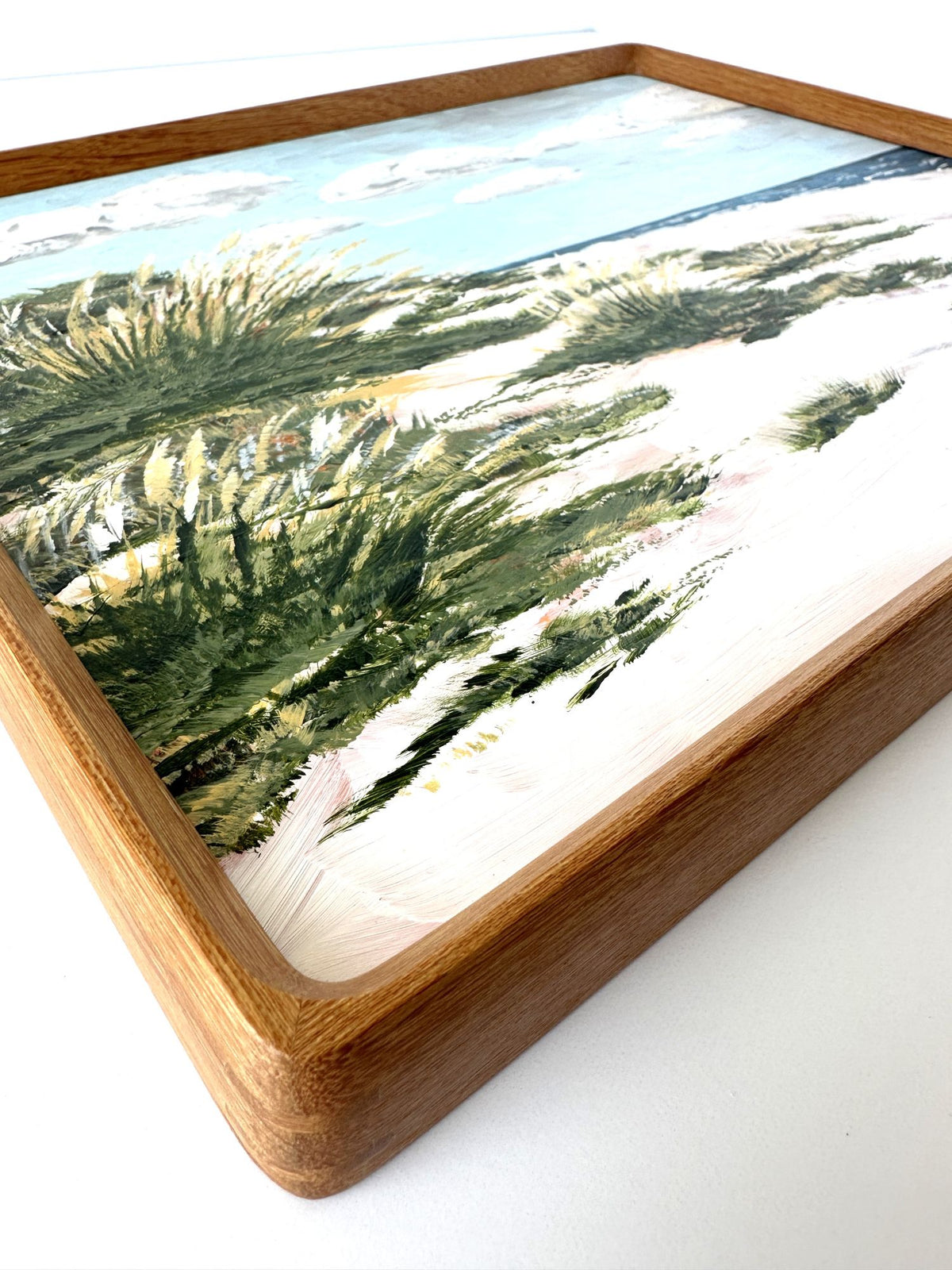 North Carolina Outer Banks Beach Dunes Original Painting on Panel Solid Wood Framed 11x14 inches