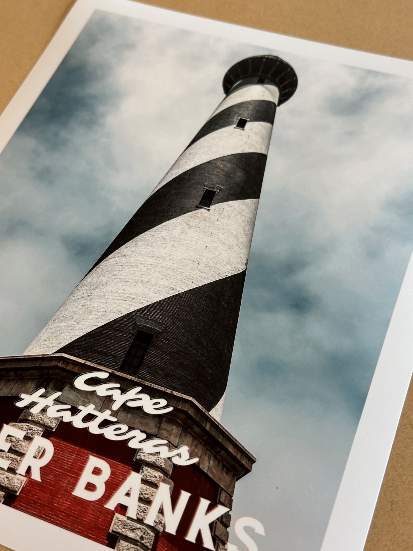 North Carolina Outer Banks Cape Hatteras Lighthouse Upward View Giclee Travel Print