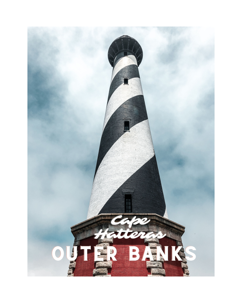 North Carolina Outer Banks Cape Hatteras Lighthouse Upward View Giclee Travel Print