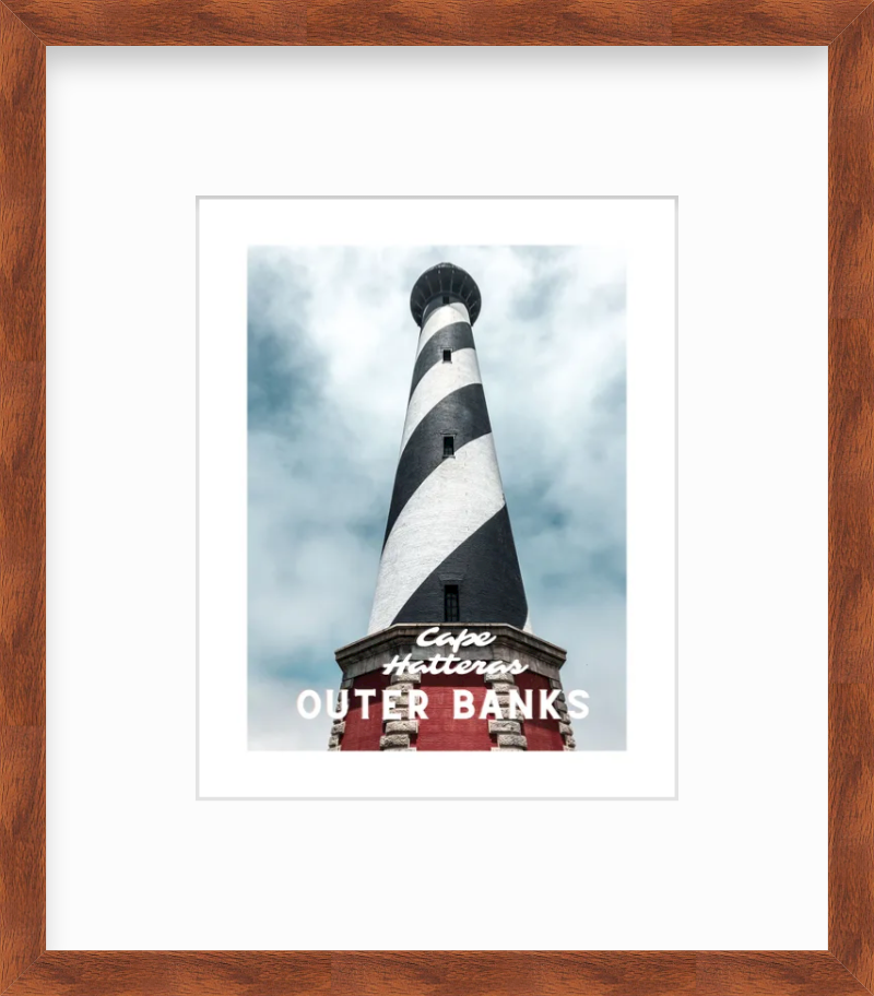 North Carolina Outer Banks Cape Hatteras Lighthouse Upward View Giclee Travel Print