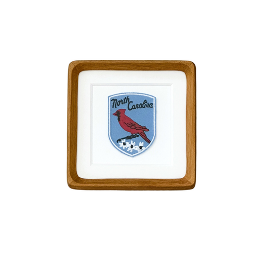 North Carolina Vintage Framed Travel Patch, State Bird and Flower