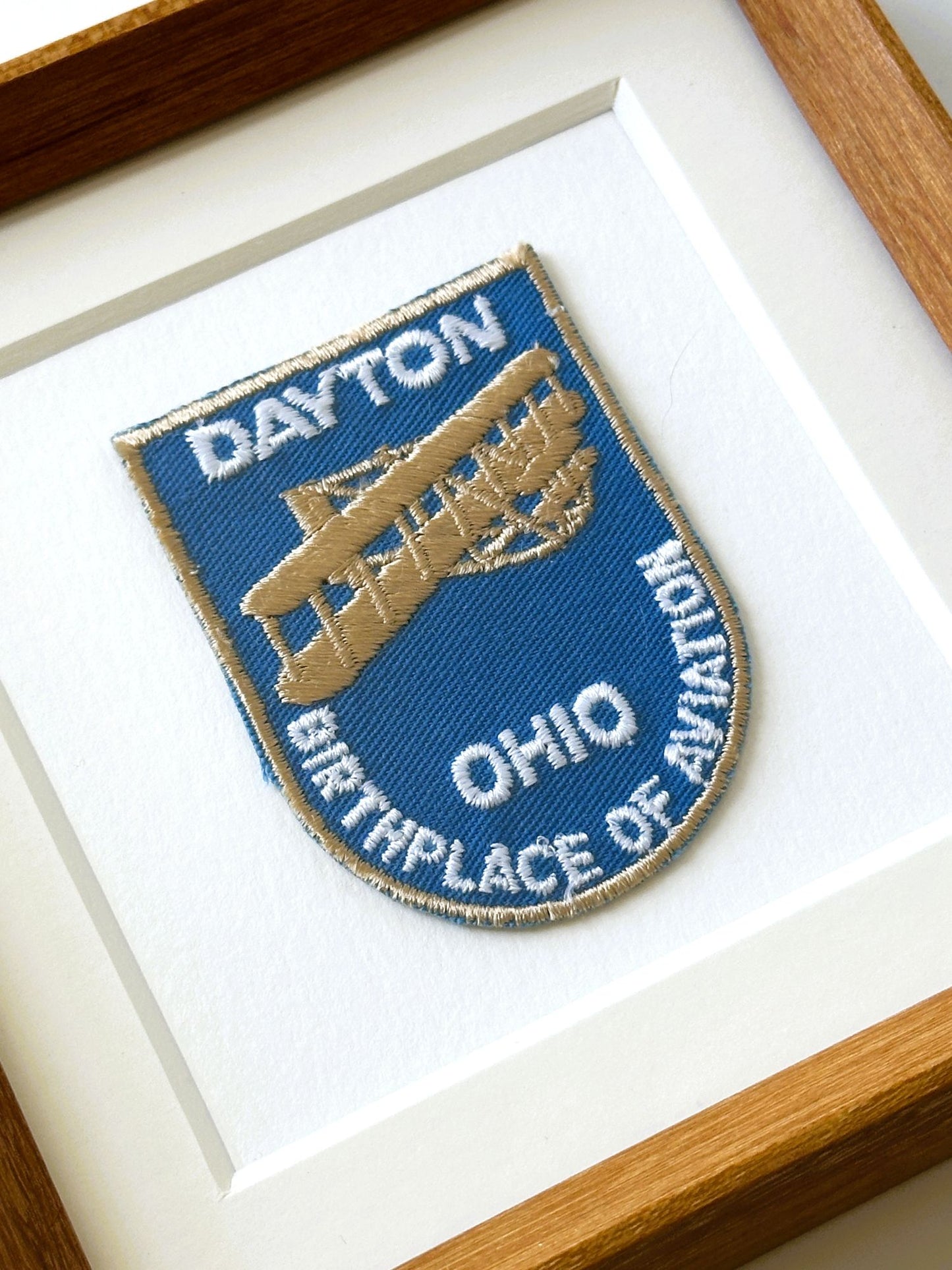 Ohio Dayton Birthplace of Aviation Vintage Patch Wood Framed