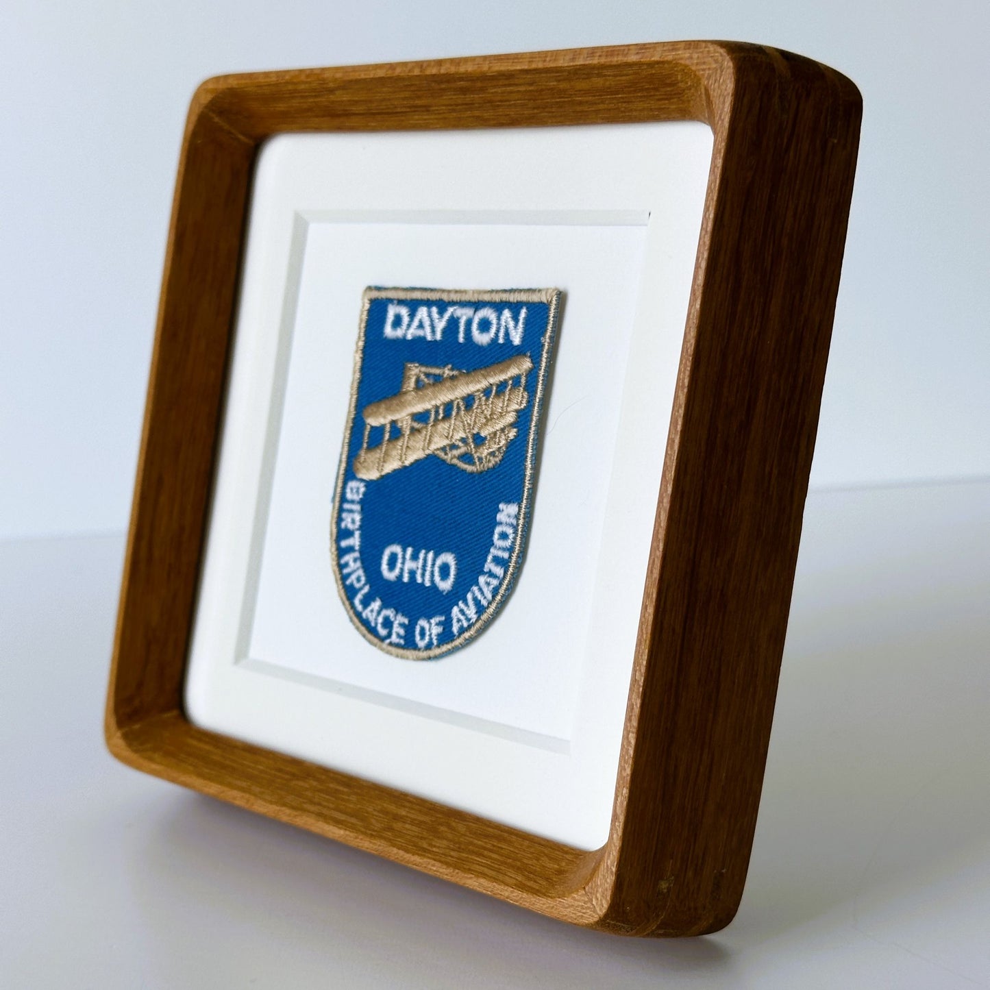 Ohio Dayton Birthplace of Aviation Vintage Patch Wood Framed