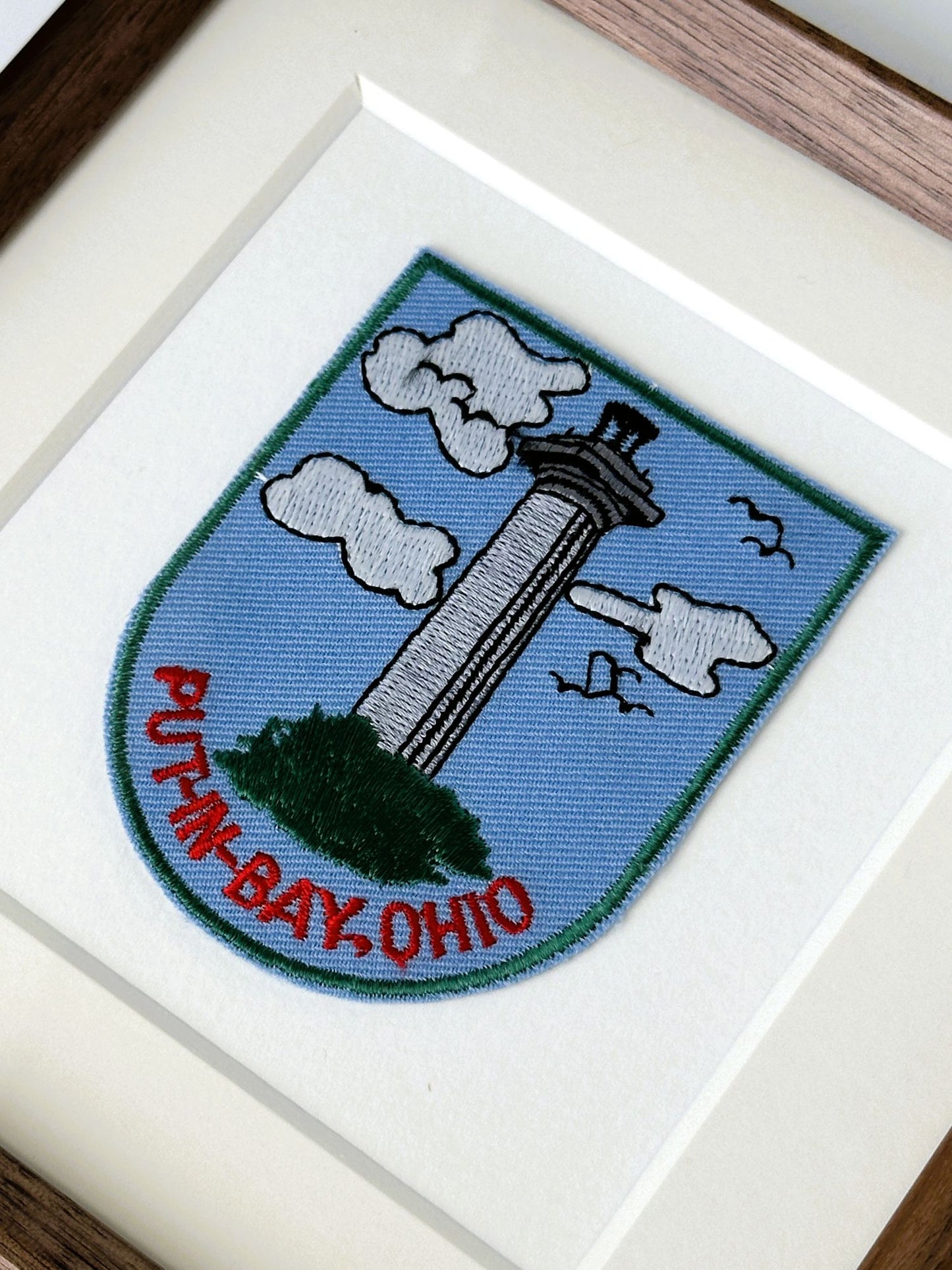 Ohio Put-in-Bay South Bass Island Vintage Patch Wood Framed