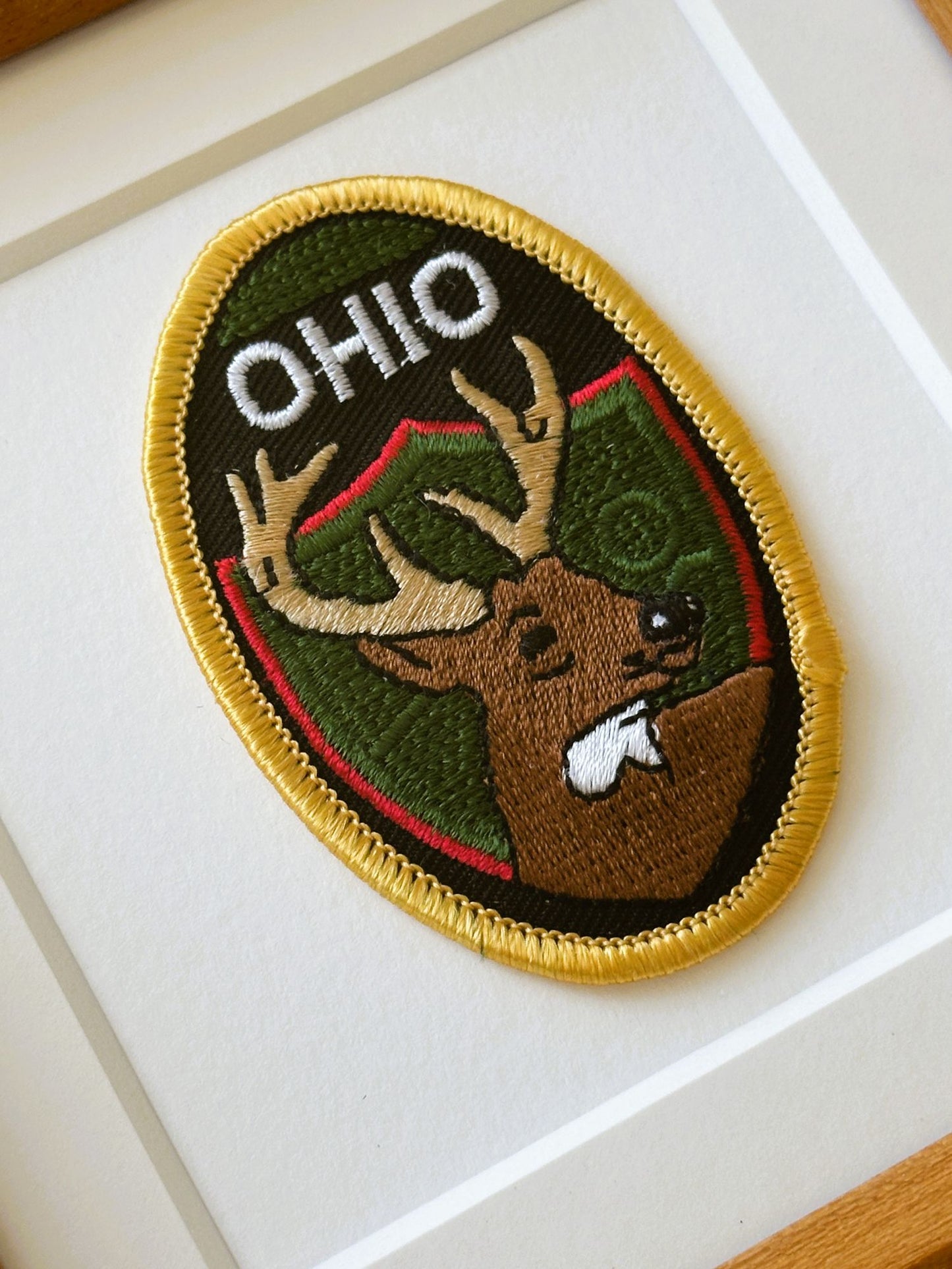 Ohio Buck Vintage Patch Wood Framed